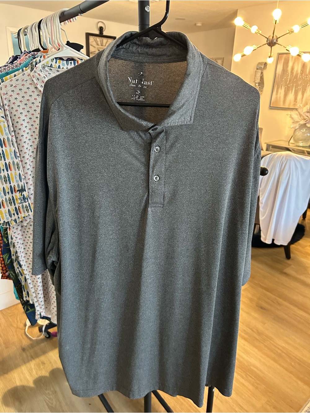 Nat Nast Men's Heather Charcoal Short-Sleeve Polo